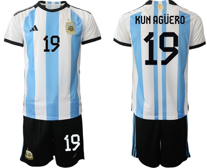 Cheap Men 2022 World Cup National Team Argentina home white 19 Soccer Jerseys